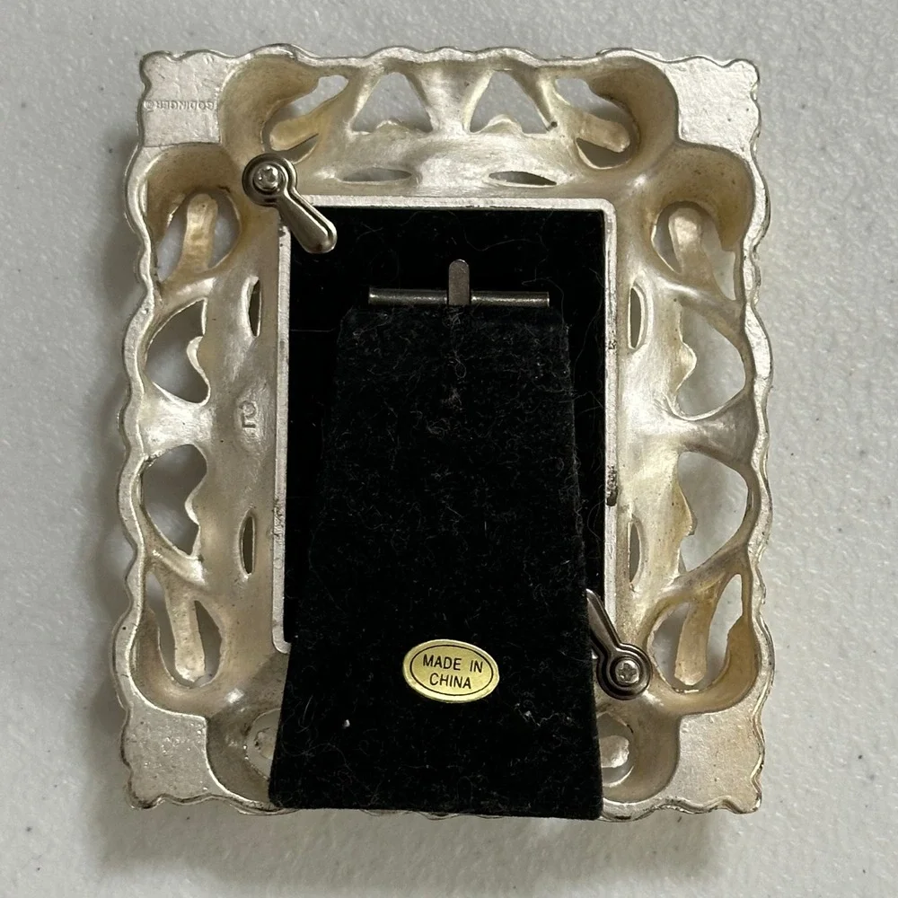 Godinger Ornate Scrollwork Metal Mini Picture Frame Silver Tone Vintage Style